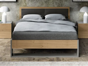 UN4902-T - Wooden double bed with upholstered headboard _ Tarocco Vaccari Group